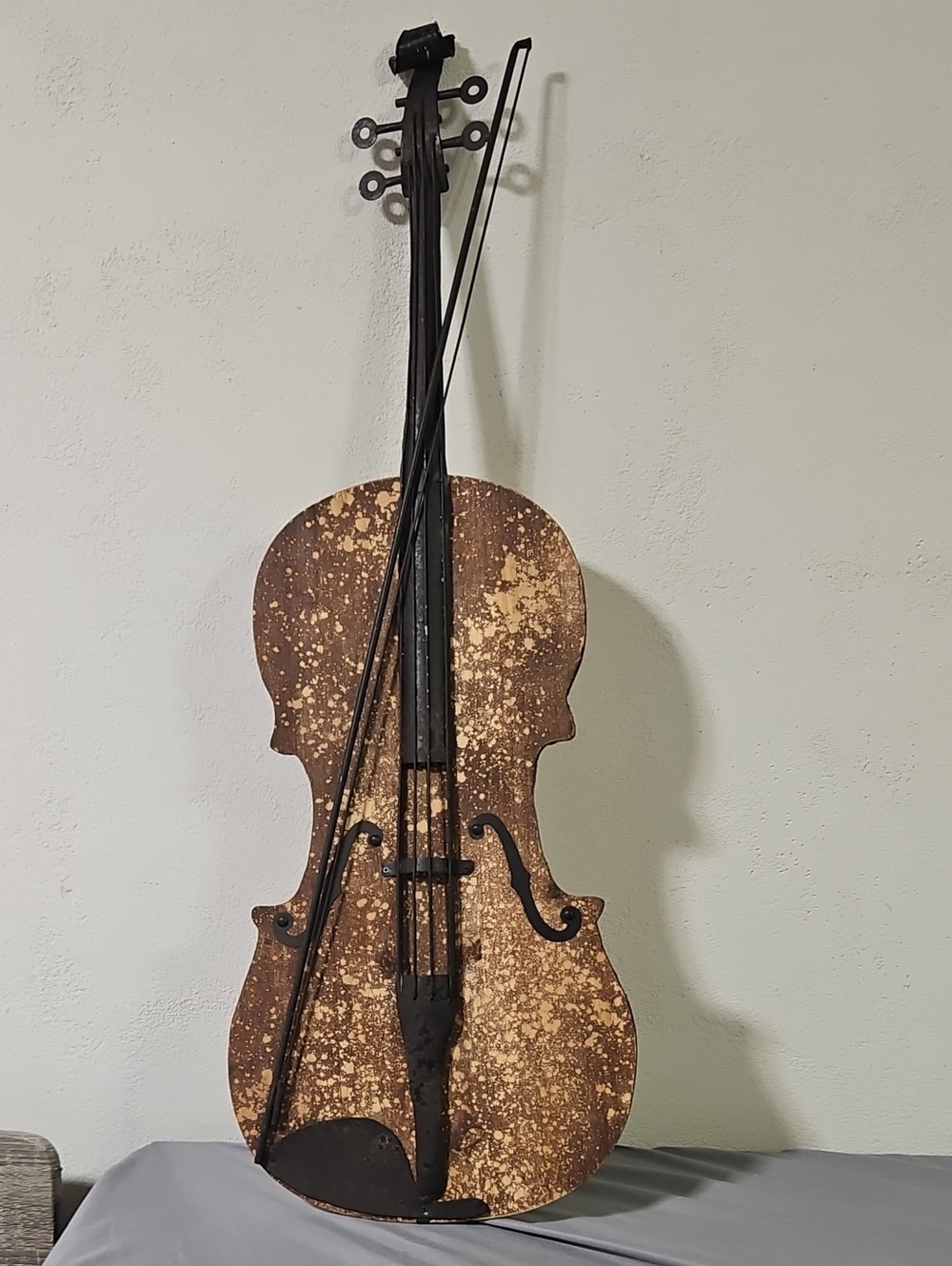 Rustic Brown Decorative Violin Wall Art - Home Art Accent